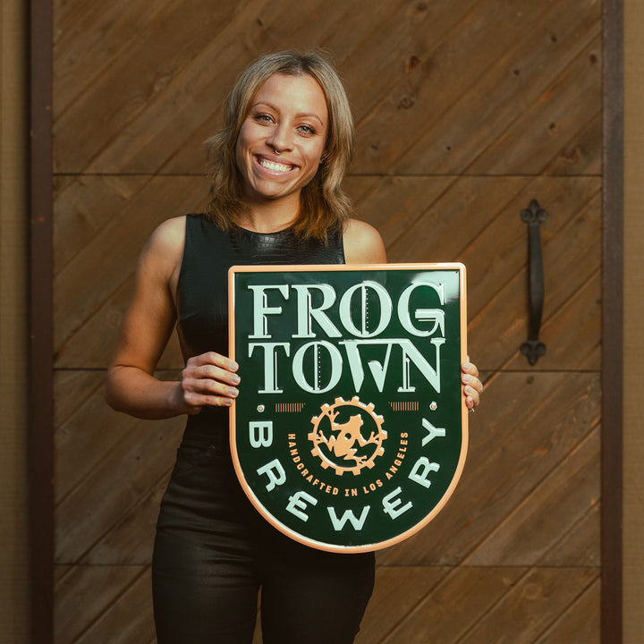 Frogtown Brewery Tin Tacker Metal Beer Sign