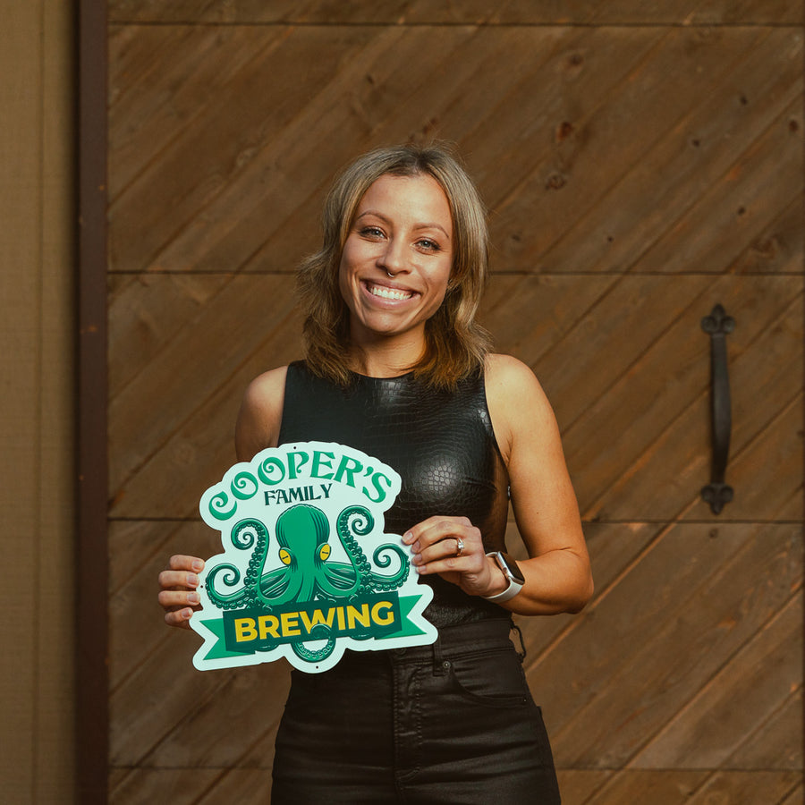 Cooper's Family Brewing Co Tin Tacker Metal Beer Sign