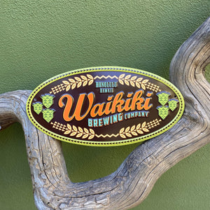 Waikiki Brewing Co Small Logo Tin Tacker Metal Beer Sign