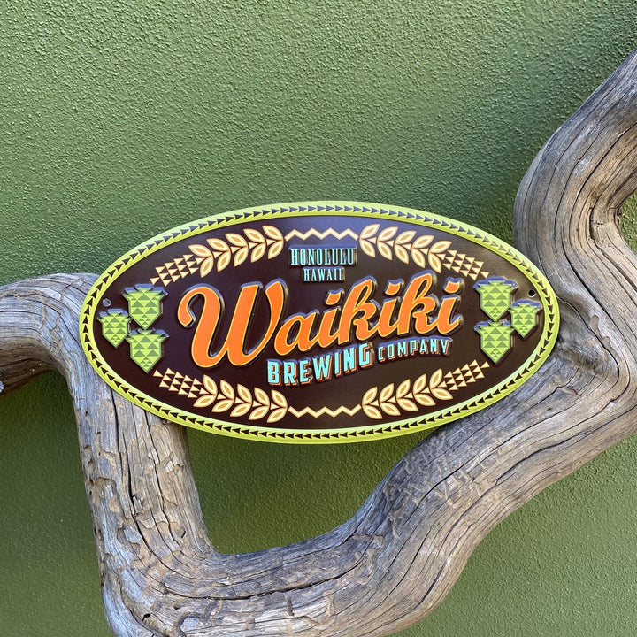 Waikiki Brewing Co Small Logo Tin Tacker Metal Beer Sign