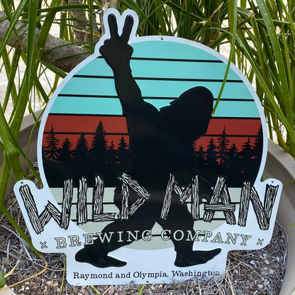 Wild Man Sasquatch Big Foot Tin Tacker Metal Beer Sign