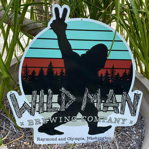 Wild Man Sasquatch Big Foot Tin Tacker Metal Beer Sign