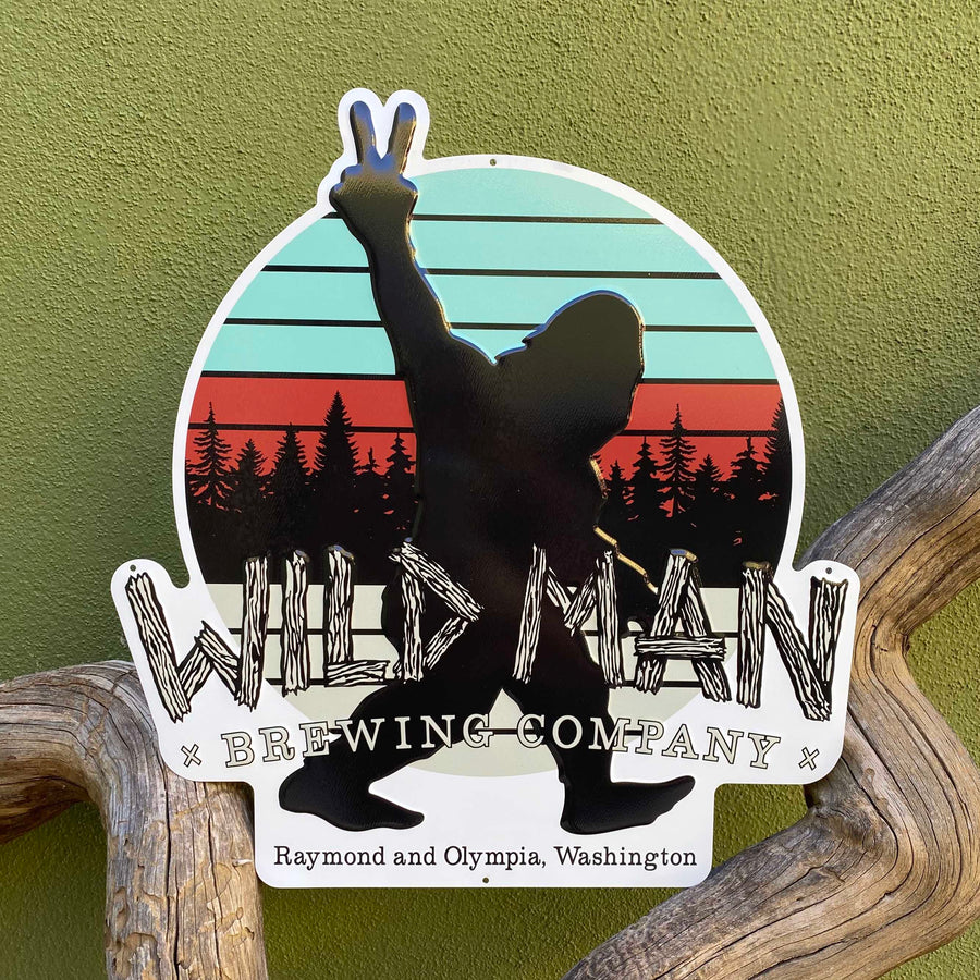 Wild Man Sasquatch Big Foot Tin Tacker Metal Beer Sign