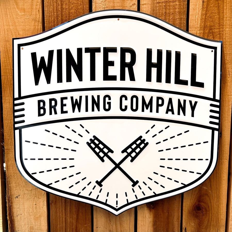 Winter Hill Brewing Embossed Aluminum Sign Tin Tacker